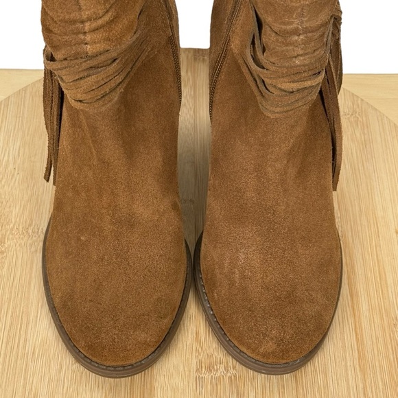 Jessica Simpson JS‑Sesley Suede Fringe Ankle Booties Cognac/Tobacco Brown Sz 6 M - Picture 5 of 14